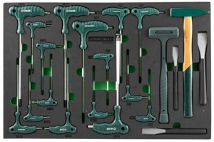 H10121SV Набор ключей торцевых шестигранных и TORX®, молотков и зубил в EVA ложементе 560х400 мм, 21 предмет H10121SV