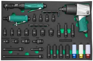 JA-C231SV Набор пневматического инструмента 1/2"DR и аксессуаров к ударному инструменту в EVA ложементе 560х400 мм, 31 предмет JA-C231SV